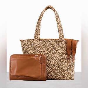 NWT BEIS x Elsa Hosk Quilted Diaper Tote Bag in Wild Child Animal Print